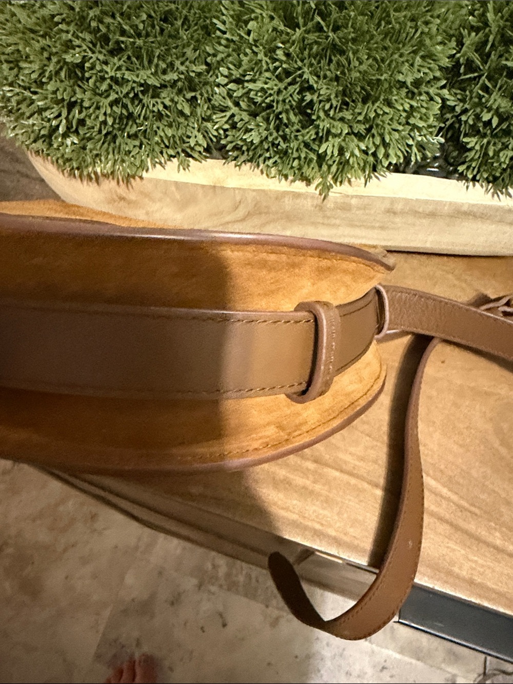 Brown Italian Suede Crossbody Saddle Bag - Women - Picture 8 of 10
